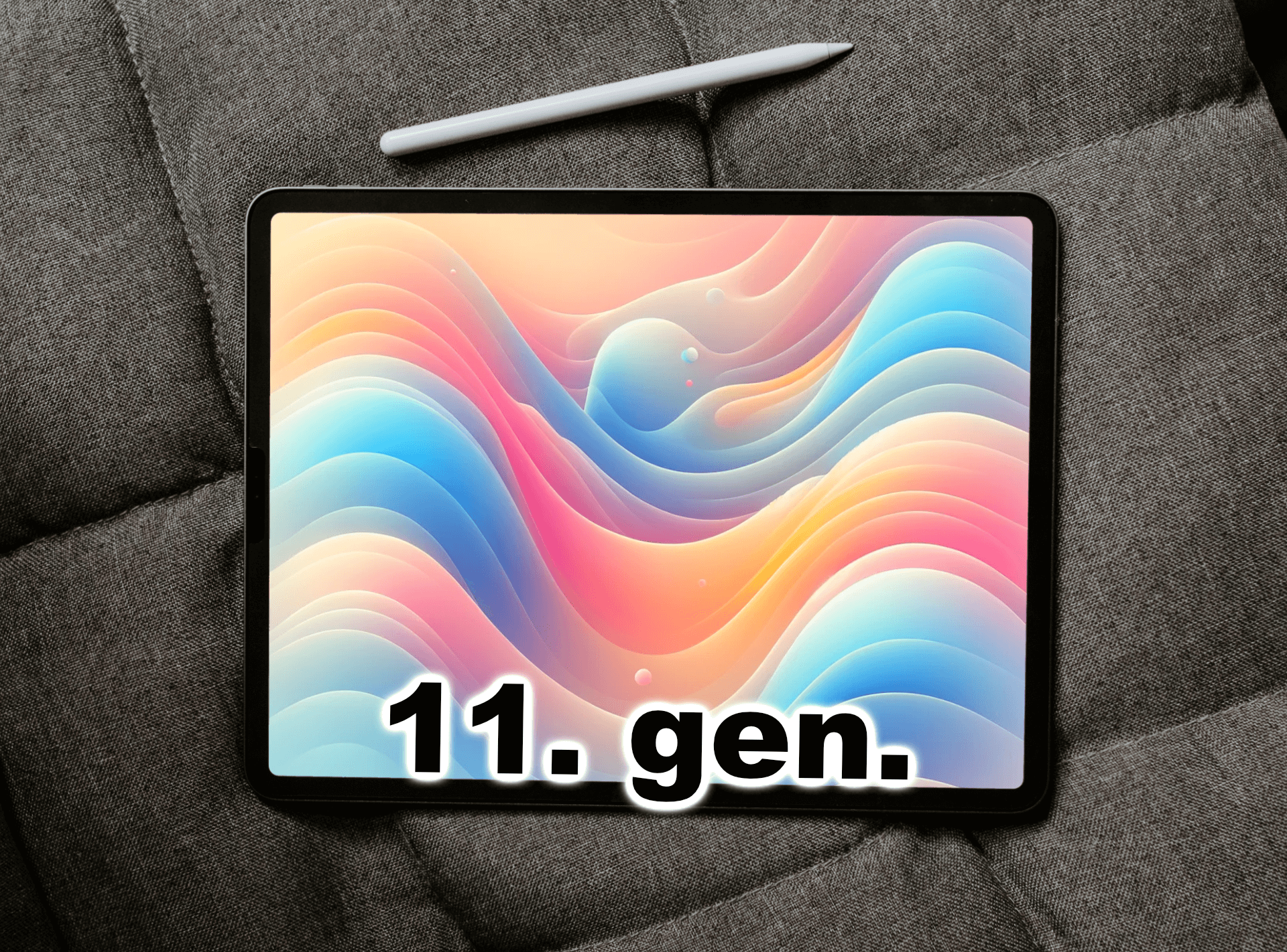 En mockupgrafik af den kommende iPad 11. generation i 2024.