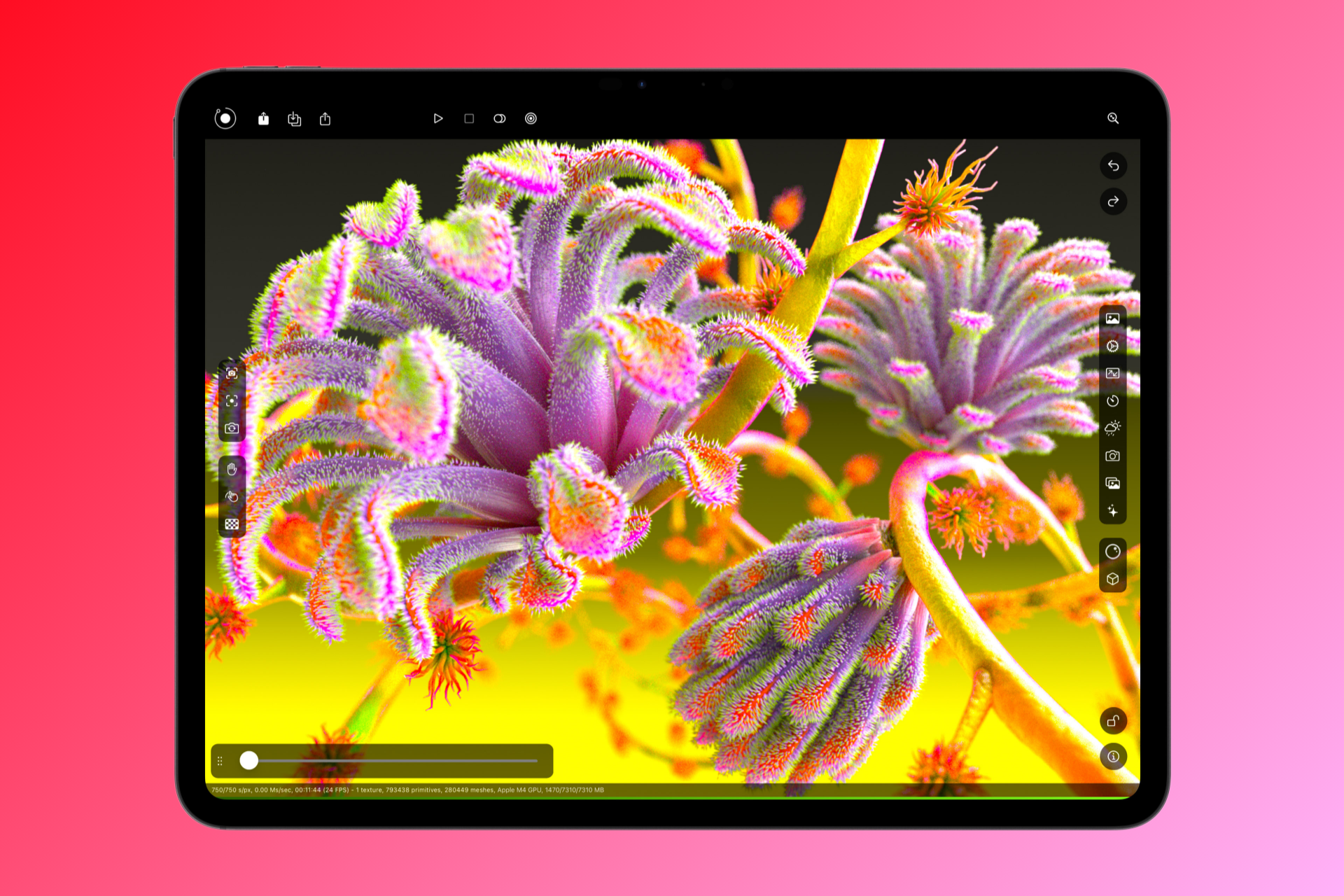 iPad Pro M4 med gradient baggrund.